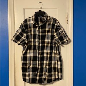 Black and White Plaid Button-Up Shirt